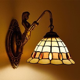 Applique murale créative en fer forgé de style rural contracté européen, lumières en verre