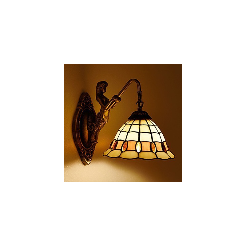 Applique murale créative en fer forgé de style rural contracté européen, lumières en verre