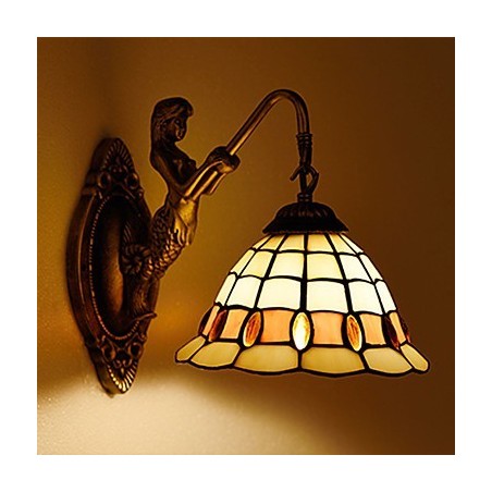 Applique murale créative en fer forgé de style rural contracté européen, lumières en verre Applique murale créative en fer forgé de style rural contracté européen, lumières en verre