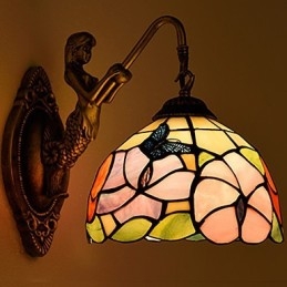 Applique murale créative en fer forgé de style rural européen, luminaires en verre
