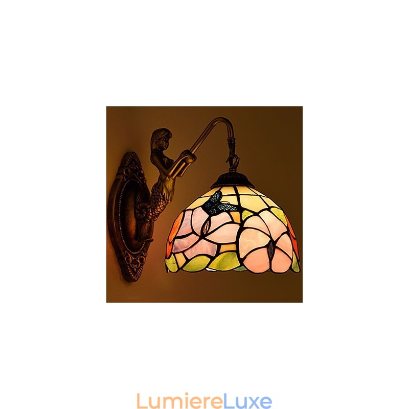 Applique murale créative en fer forgé de style rural européen, luminaires en verre