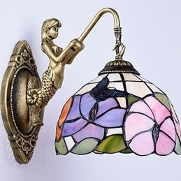 Applique murale créative en fer forgé de style rural européen, luminaires en verre