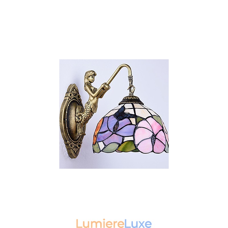 Applique murale créative en fer forgé de style rural européen, luminaires en verre