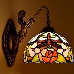 Applique murale créative en fer forgé de style rural européen, luminaires en verre