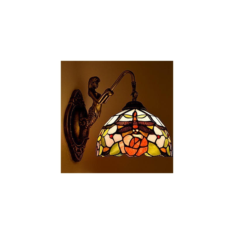 Applique murale créative en fer forgé de style rural européen, luminaires en verre