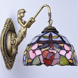 Applique murale créative en fer forgé de style rural européen, luminaires en verre
