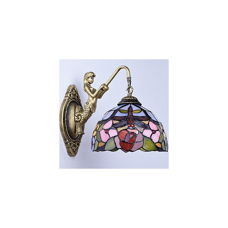 Applique murale créative en fer forgé de style rural européen, luminaires en verre