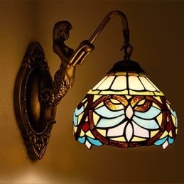 Applique murale créative en fer forgé de style rural européen, luminaires en verre