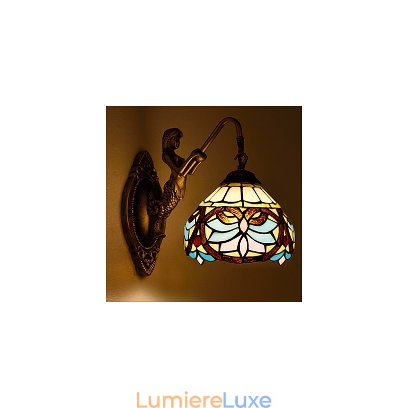 Applique murale créative en fer forgé de style rural européen, luminaires en verre