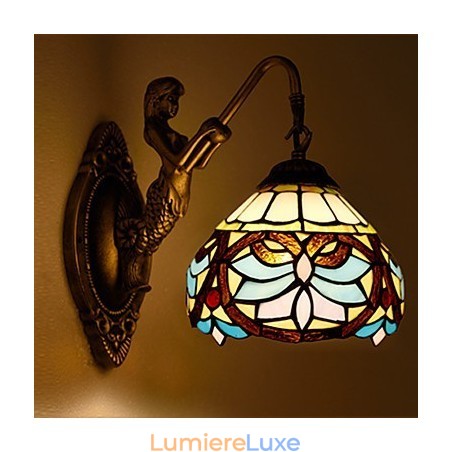 Applique murale créative en fer forgé de style rural européen, luminaires en verre Applique murale créative en fer forgé de style rural européen, luminaires en verre