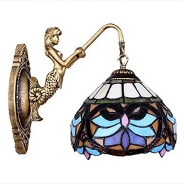 Applique murale créative en fer forgé de style rural européen, luminaires en verre