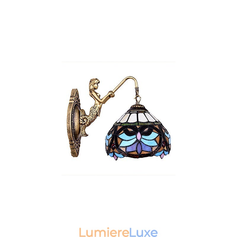 Applique murale créative en fer forgé de style rural européen, luminaires en verre