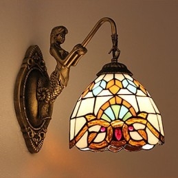 Applique murale créative en fer forgé de style rural contracté européen, lumières en verre