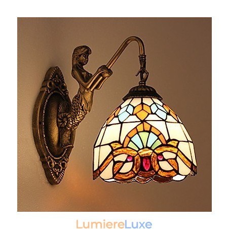 Applique murale créative en fer forgé de style rural contracté européen, lumières en verre Applique murale créative en fer forgé de style rural contracté européen, lumières en verre