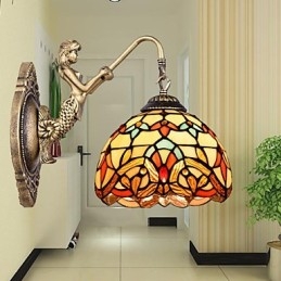 Applique murale créative en fer forgé de style rural européen, luminaires en verre