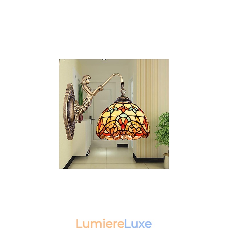 Applique murale créative en fer forgé de style rural européen, luminaires en verre