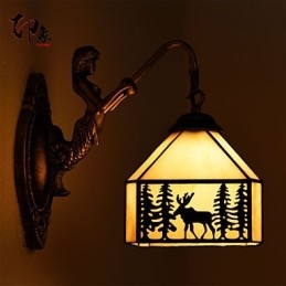 Lampe murale créative en fer forgé représentant un cerf de Noël, style européen et rural