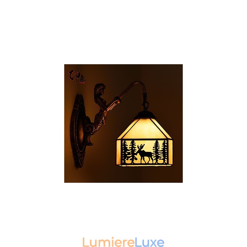 Lampe murale créative en fer forgé représentant un cerf de Noël, style européen et rural