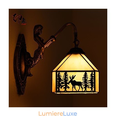 Lampe murale créative en fer forgé représentant un cerf de Noël, style européen et rural Lampe murale créative en fer forgé représentant un cerf de Noël, style européen et rural