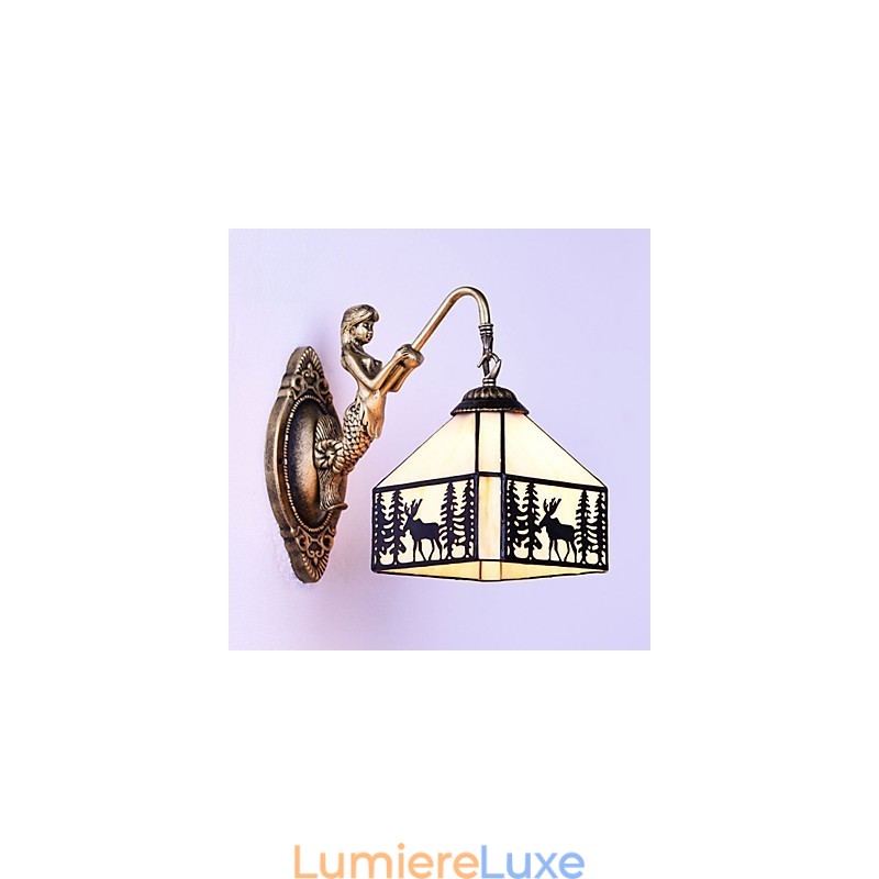 Lampe murale créative en fer forgé représentant un cerf de Noël, style européen et rural