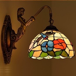 Applique murale créative en fer forgé de style rural européen, luminaires en verre