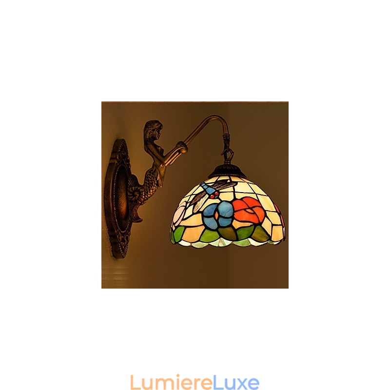 Applique murale créative en fer forgé de style rural européen, luminaires en verre