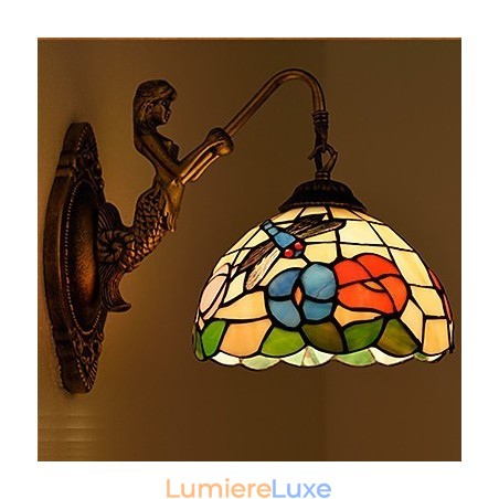 Applique murale créative en fer forgé de style rural européen, luminaires en verre Applique murale créative en fer forgé de style rural européen, luminaires en verre