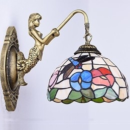 Applique murale créative en fer forgé de style rural européen, luminaires en verre