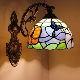 Applique murale créative en fer forgé, style méditerranéen européen et rural, luminaires en verre