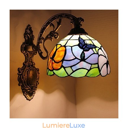 Applique murale créative en fer forgé, style méditerranéen européen et rural, luminaires en verre Applique murale créative en fer forgé, style méditerranéen européen et rural, luminaires en verre