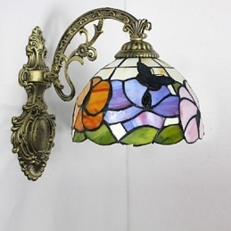 Applique murale créative en fer forgé, style méditerranéen européen et rural, luminaires en verre