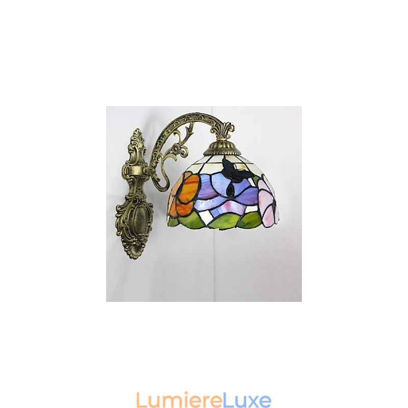 Applique murale créative en fer forgé, style méditerranéen européen et rural, luminaires en verre