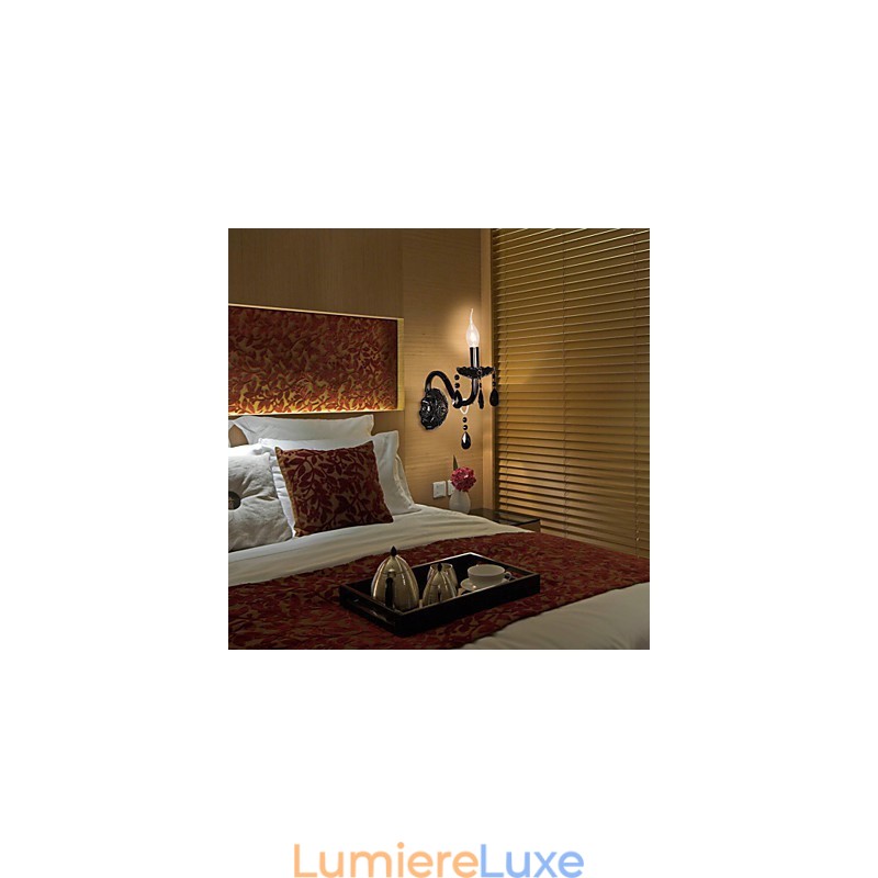 Applique murale en cristal noir avec ampoule bougie