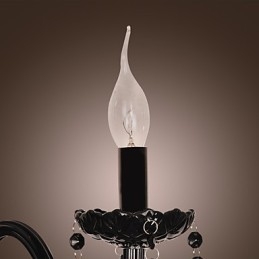 Applique murale en cristal noir avec ampoule bougie