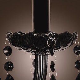 Applique murale en cristal noir avec ampoule bougie