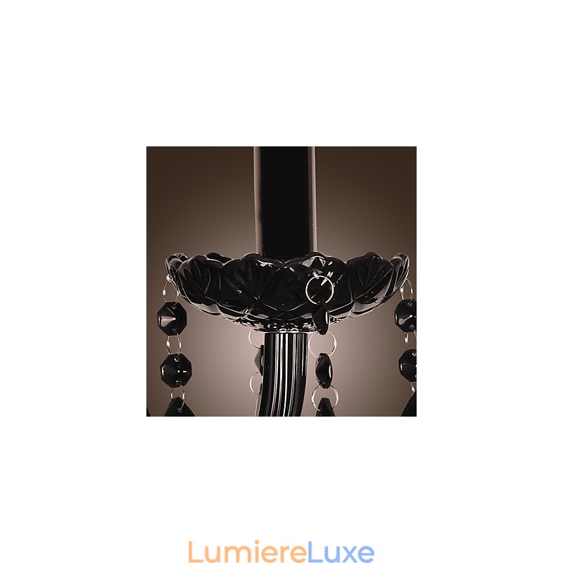 Applique murale en cristal noir avec ampoule bougie
