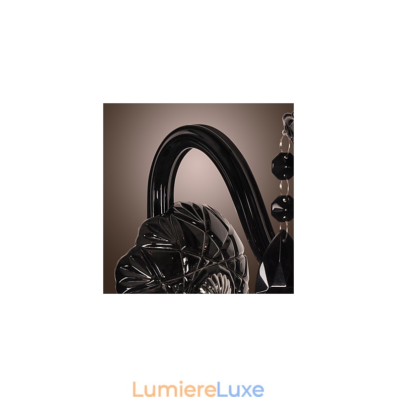 Applique murale en cristal noir avec ampoule bougie