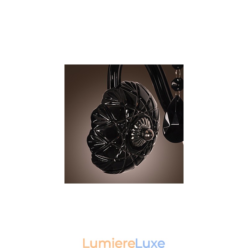 Applique murale en cristal noir avec ampoule bougie
