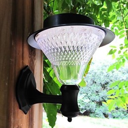 Lampe murale d'extérieur à énergie solaire, blanche, pour jardin, cour, porte, chemin