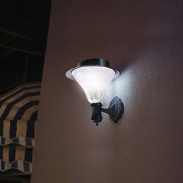 Lampe murale d'extérieur à énergie solaire, blanche, pour jardin, cour, porte, chemin