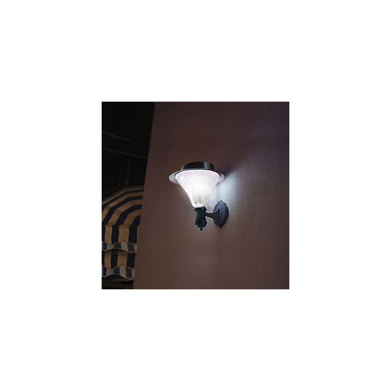 Lampe murale d'extérieur à énergie solaire, blanche, pour jardin, cour, porte, chemin