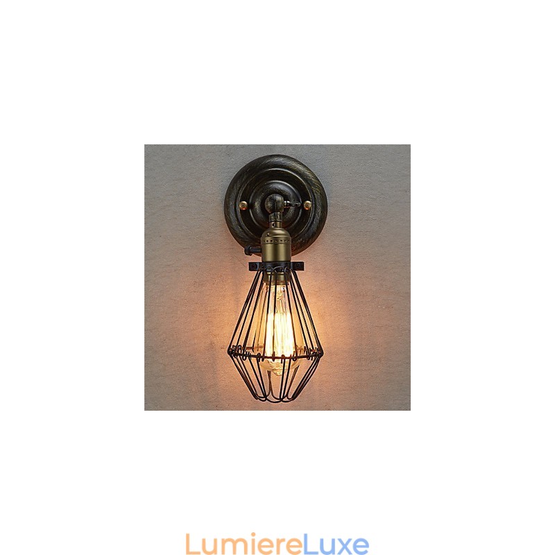 Applique murale industrielle de style vintage avec ouverture et fermeture, lampe cage, style loft, restauration de méthodes anciennes