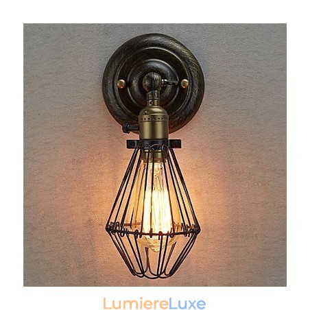 Applique murale industrielle de style vintage avec ouverture et fermeture, lampe cage, style loft, restauration de méthodes anciennes Applique murale industrielle de style vintage avec ouverture et fermeture, lampe cage, style loft, restauration de méthodes anciennes