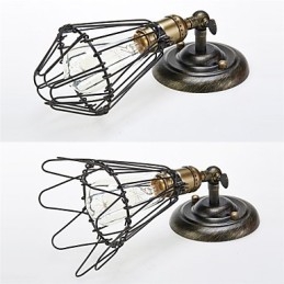 Applique murale industrielle de style vintage avec ouverture et fermeture, lampe cage, style loft, restauration de méthodes anciennes
