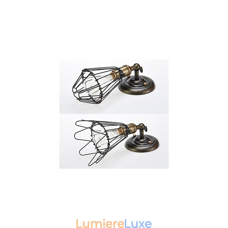 Applique murale industrielle de style vintage avec ouverture et fermeture, lampe cage, style loft, restauration de méthodes anciennes