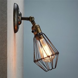 Applique murale industrielle de style vintage avec ouverture et fermeture, lampe cage, style loft, restauration de méthodes anciennes