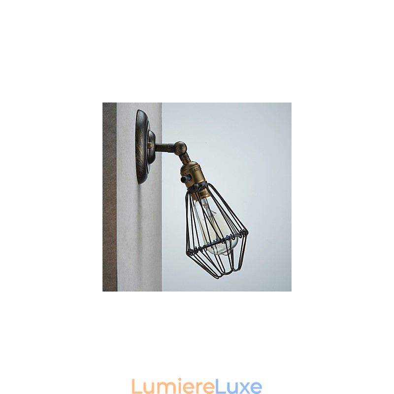 Applique murale industrielle de style vintage avec ouverture et fermeture, lampe cage, style loft, restauration de méthodes anciennes