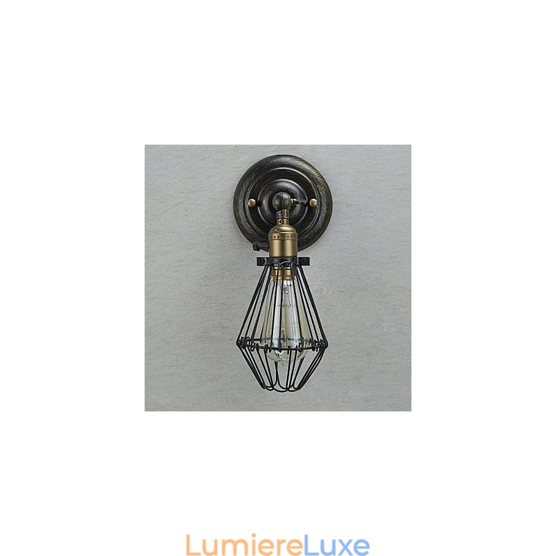 Applique murale industrielle de style vintage avec ouverture et fermeture, lampe cage, style loft, restauration de méthodes anciennes