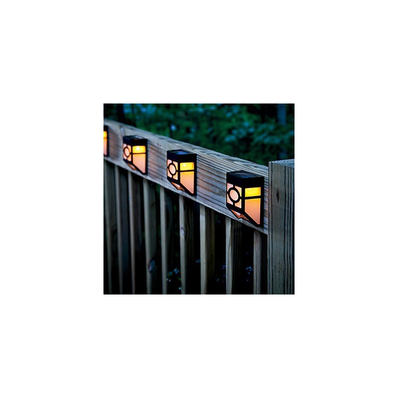 Lampe de terrasse murale solaire jaune chaud à 2 lanternes