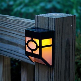 Lampe de terrasse murale solaire jaune chaud à 2 lanternes